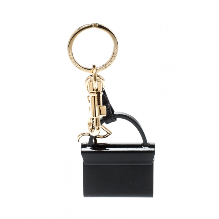 Pre Owned Dolce and Gabbana Lucia Black Bag Charm Key Chain