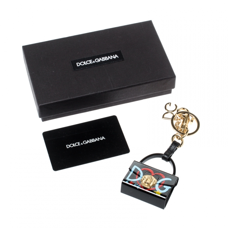 Pre Owned Dolce and Gabbana Lucia Black Bag Charm Key Chain