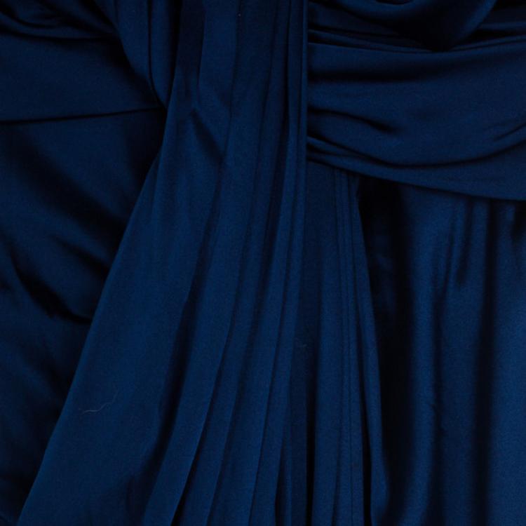Pre Owned Donna Karan Collection Blue Silk Evening Gown S