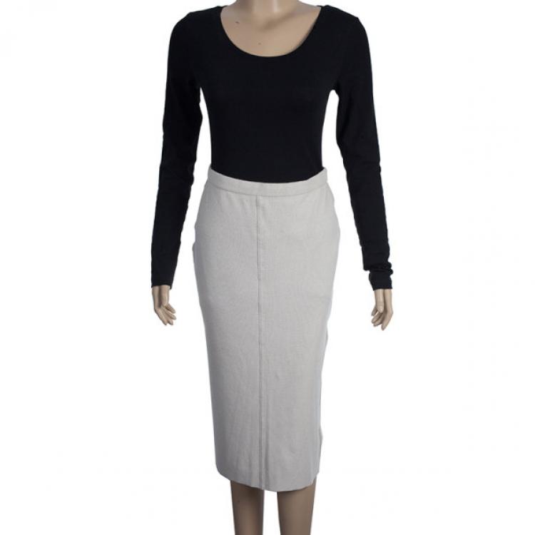 Pre Owned Donna Karan Grey Tube Skirt S