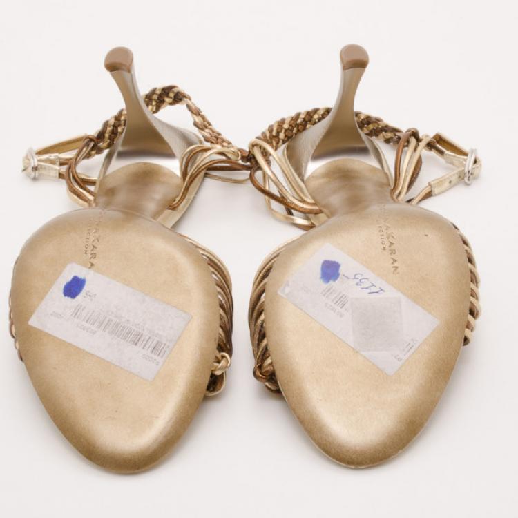 Pre Owned  Donna Karan Collection Metallic Gold Sandals Size 38.5
