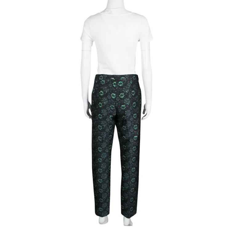 Pre Owned Dries Van Noten Cordo Metallic Floral Brocade Trousers M