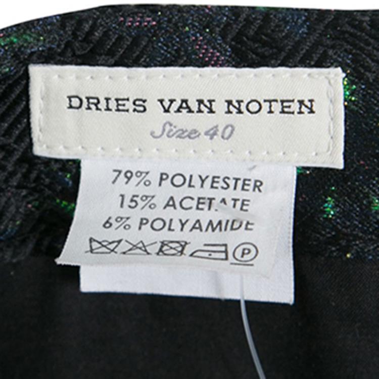 Pre Owned Dries Van Noten Cordo Metallic Floral Brocade Trousers M