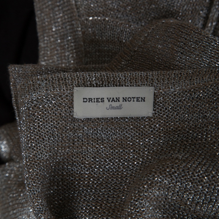 Pre Owned Dries Van Noten Metallic Open Front Cropped Melange Cardigan S