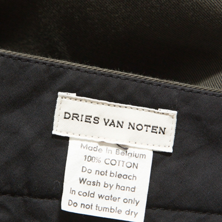 Pre Owned Dries Van Noten Khaki Green Cotton Buckle Detail Wide Leg Trousers L