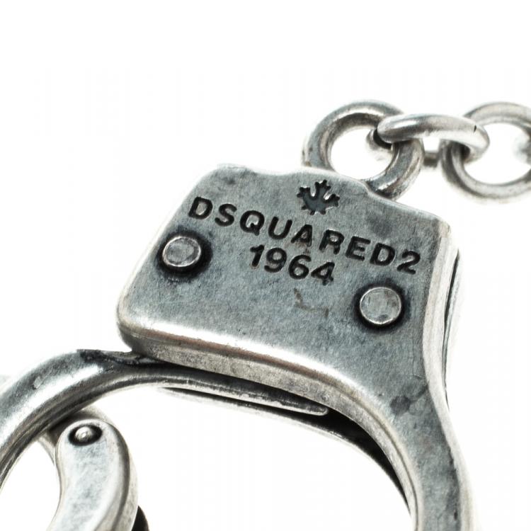 Pre Owned Dsquared2 Little Handcuffs Silver Tone Chain Necklace
