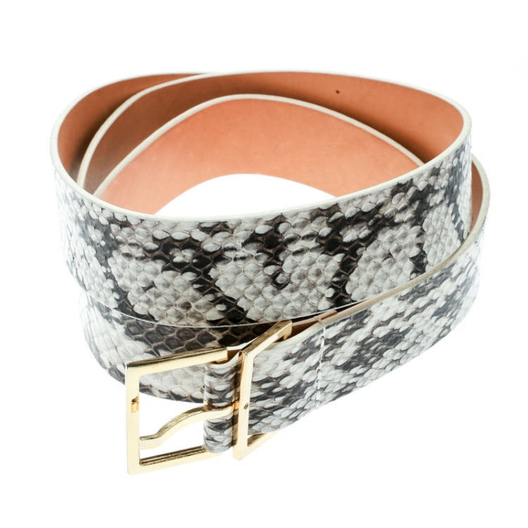 Pre Owned Dsquared2 Two Tone Python Belt Size 80 CM