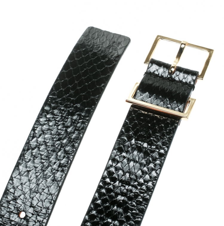 Pre Owned Dsquared2 Black Python Belt Size 85 CM