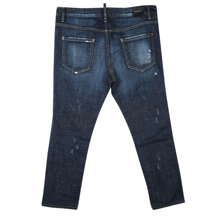 Dsquared2 Indigo Dark Wash Denim Embellished Distressed Cool