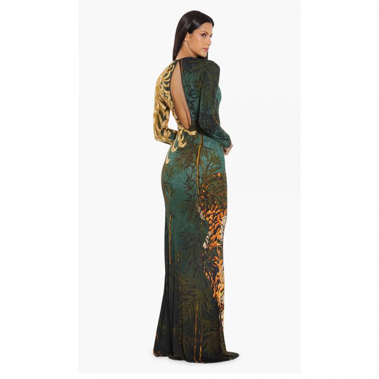 Pre Owned Dsquared2 Green Tiger Print Long Dress S