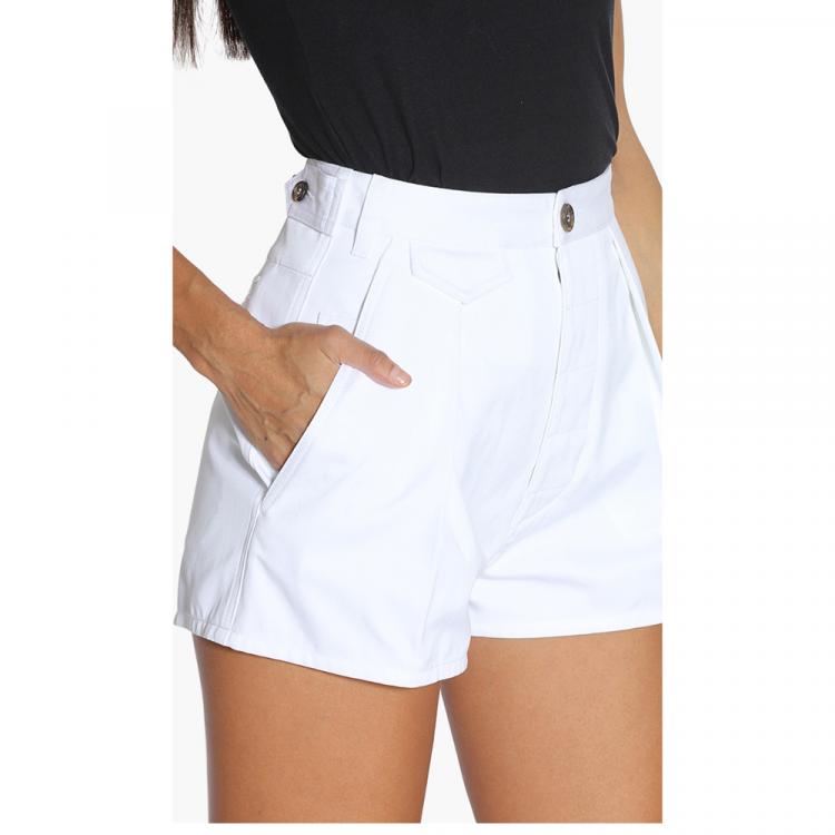 Pre Owned Dsquared2 White Plain High-Waist Shorts S (40)