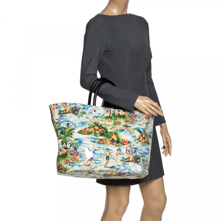 Pre Owned Dsquared2 Multicolor PVC Medium Hawaiian Rocker Crystal Tote