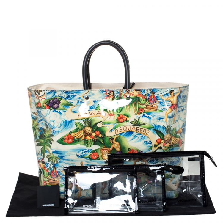 Pre Owned Dsquared2 Multicolor PVC Medium Hawaiian Rocker Crystal Tote