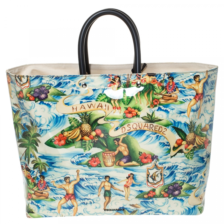 Pre Owned Dsquared2 Multicolor PVC Medium Hawaiian Rocker Crystal Tote