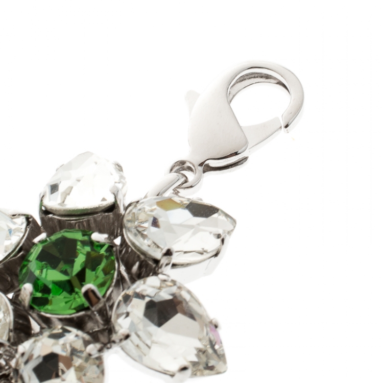 Pre Owned Dsquared2 Crystal Flower Silver Tone Bracelet 