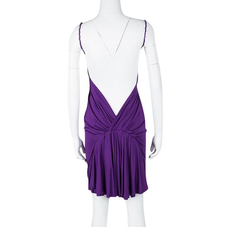 مملوكة مسبقًا Dsquared2 Purple Sleeveless Backless Draped Dress M