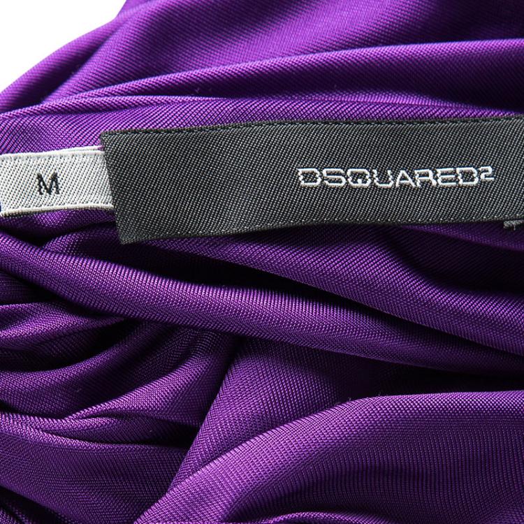 مملوكة مسبقًا Dsquared2 Purple Sleeveless Backless Draped Dress M