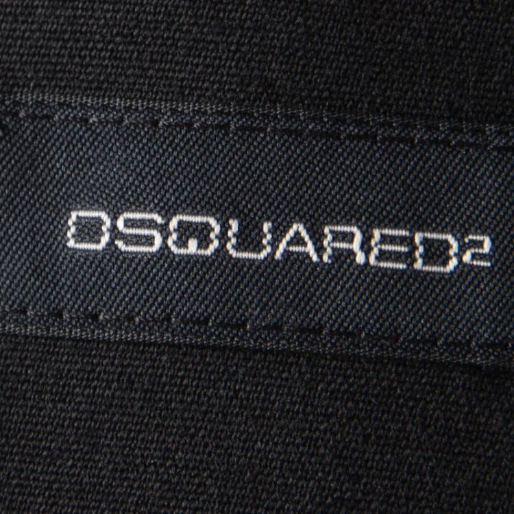 Pre Owned Dsquared2 Black Wool Bow Detail Sleeveless High Low Maxi Dress M