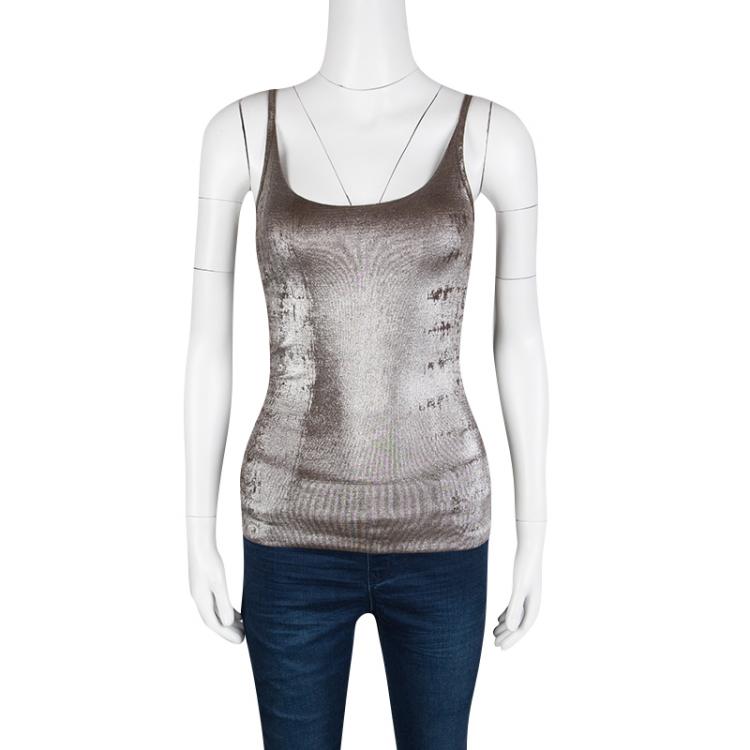 Pre Owned DSquared2 Metallic Sleeveless Knit Top M