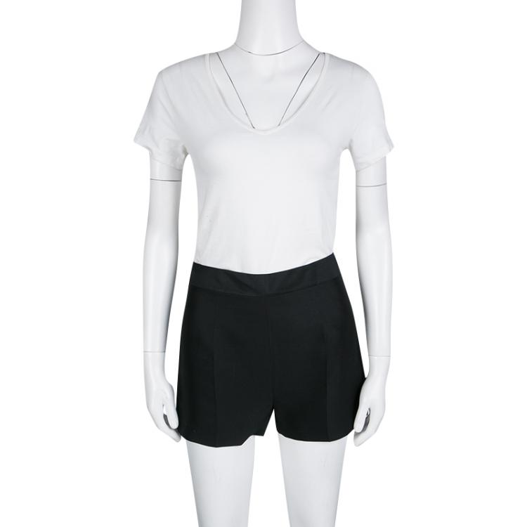Pre Owned Dsquared2 Black Wool and Silk High Waist Shorts S
