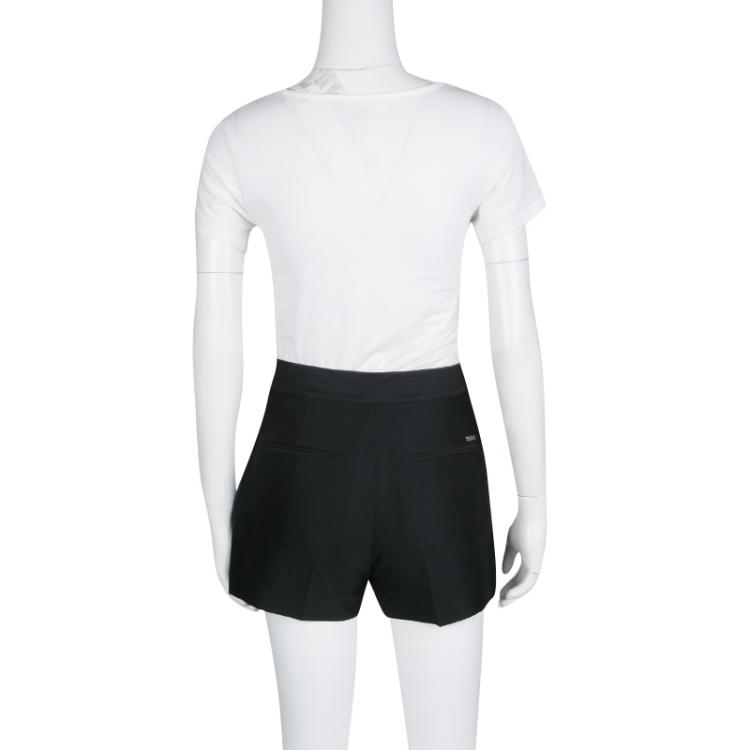 Pre Owned Dsquared2 Black Wool and Silk High Waist Shorts S