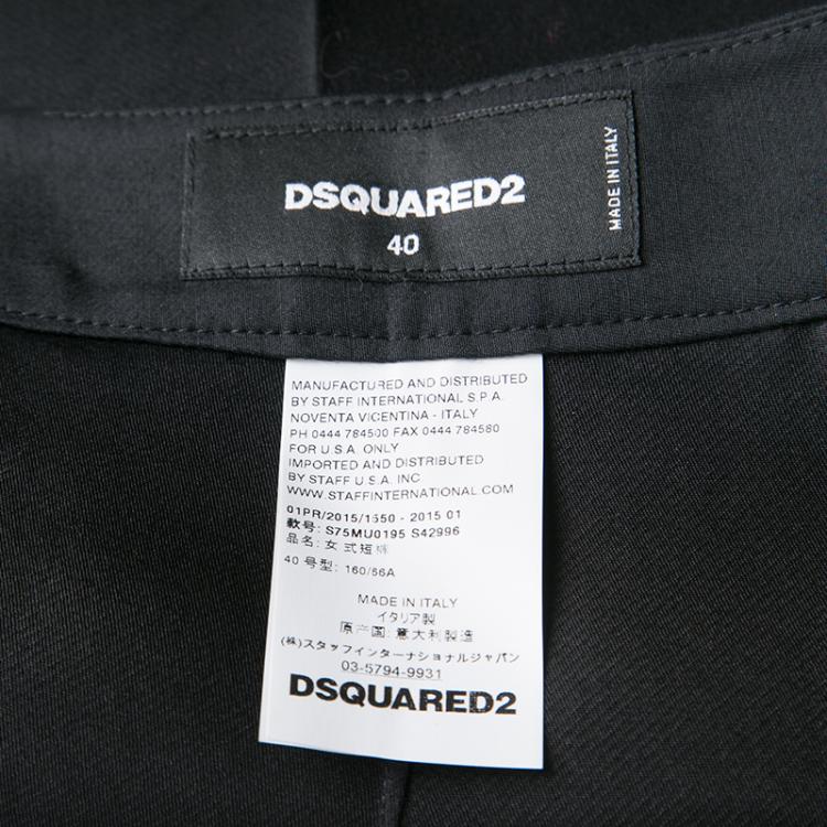 Pre Owned Dsquared2 Black Wool and Silk High Waist Shorts S