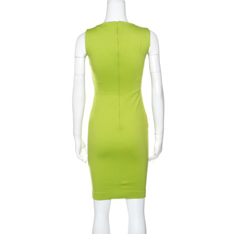 Pre Owned Dsquared2 Lime Green Square Neck Sleeveless Fitted Dress S