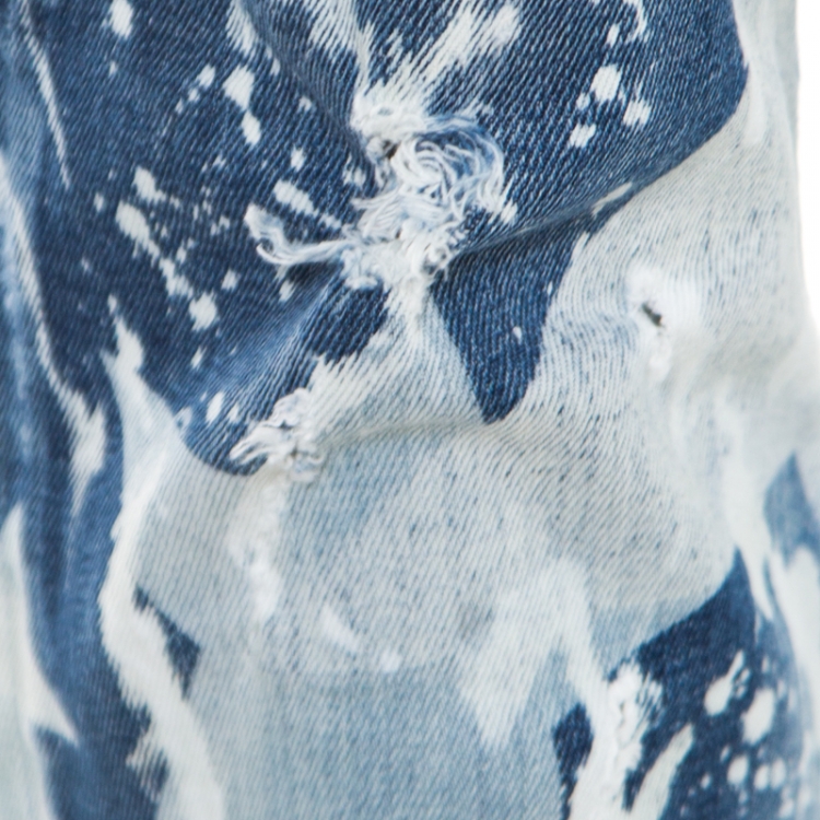 Pre Owned Dsquared2 Indigo Light Wash Star Print Detail Distressed Denim Jeans S