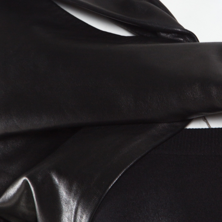 Pre Owned Dsquared2 Black Leather Twist Front Cropped Jacket L