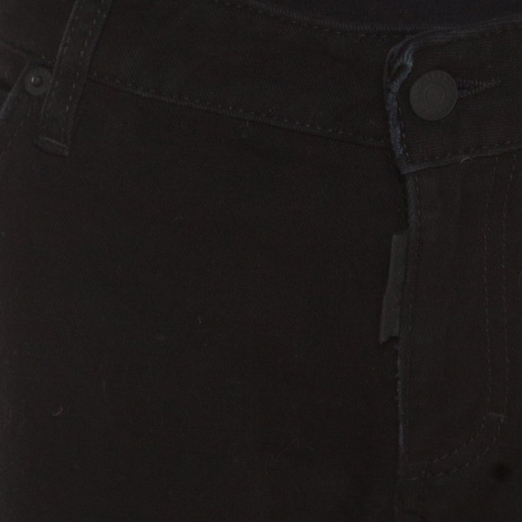 Pre Owned Dsquared2 Black Washed Denim Zip Detail Distressed Jeans M
