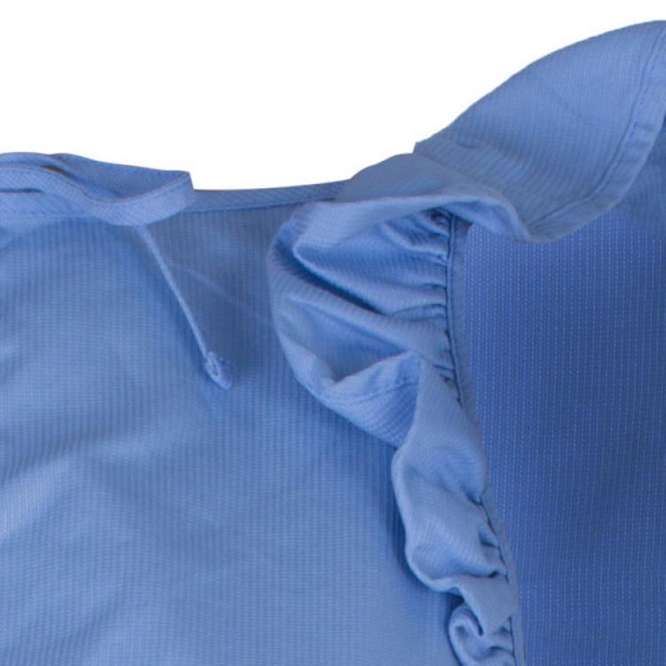 Pre Owned Dsquared2 Blue Ruffle Detail Top S