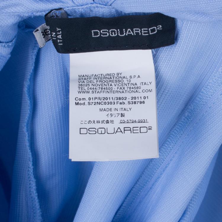 Pre Owned Dsquared2 Blue Ruffle Detail Top S