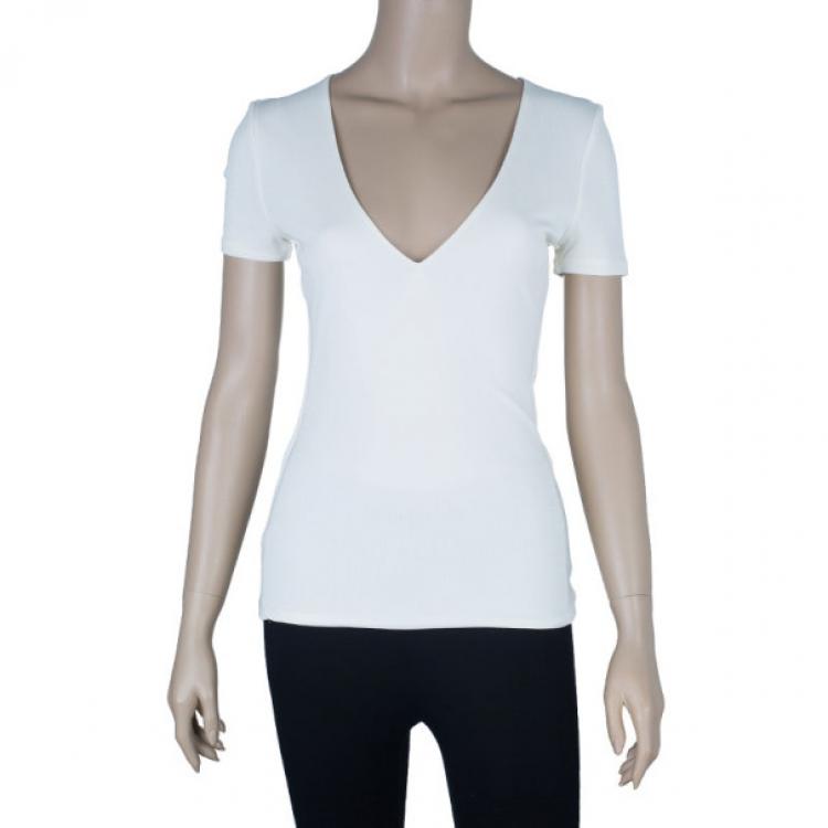 Pre Owned Dsquared2 White V-Neck Top S