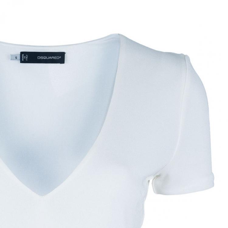 Pre Owned Dsquared2 White V-Neck Top S