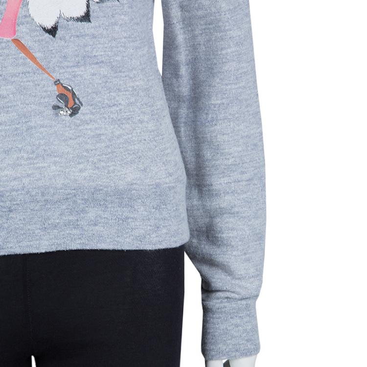 Pre Owned Dsquared2 Grey Graphic Printed Embellished Sweatshirt M