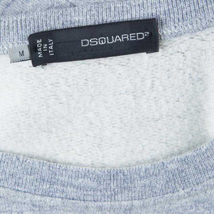Pre Owned Dsquared2 Grey Graphic Printed Embellished Sweatshirt M