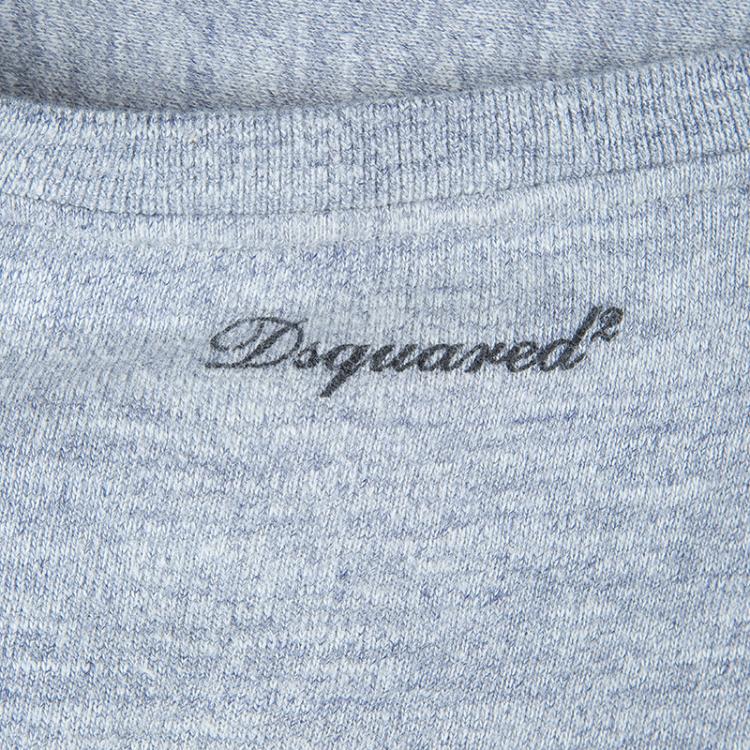 Pre Owned Dsquared2 Grey Graphic Printed Embellished Sweatshirt M