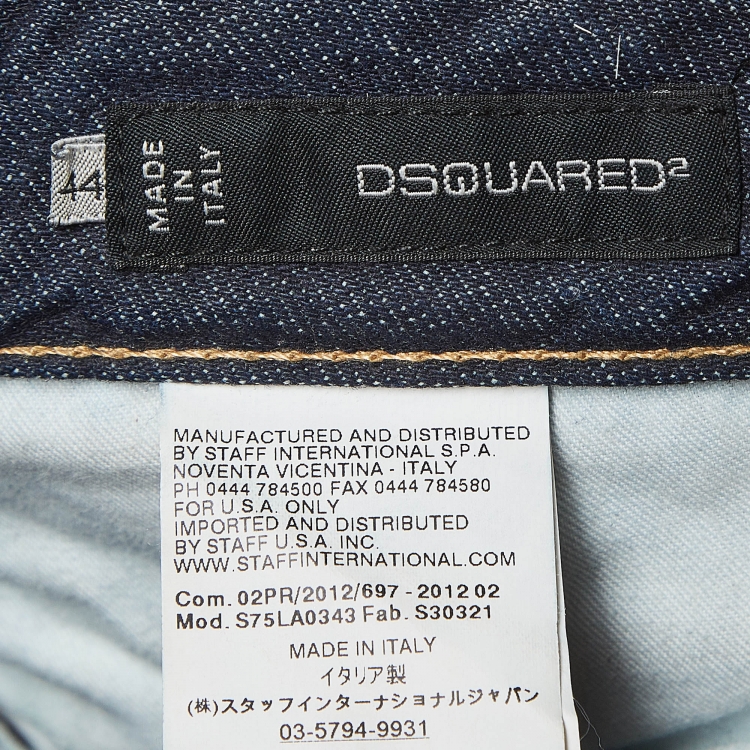 Pre Owned Dsquared2 Navy Blue Ripped Washed Denim Jeans M Waist 34" 