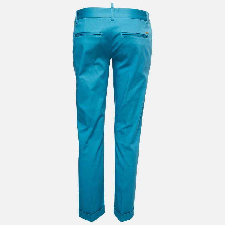 Pre Owned Dsquared2 Blue Cotton Chino Trousers M