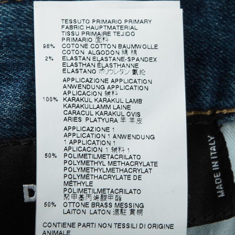 Pre Owned Dsquared2 Indigo Distressed Faded Denim Embellished Skinny Jeans M
