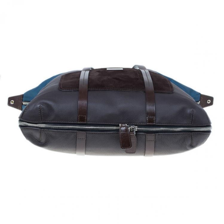 Pre Owned Dsquared2 Brown Leather and Nylon Travel Tote