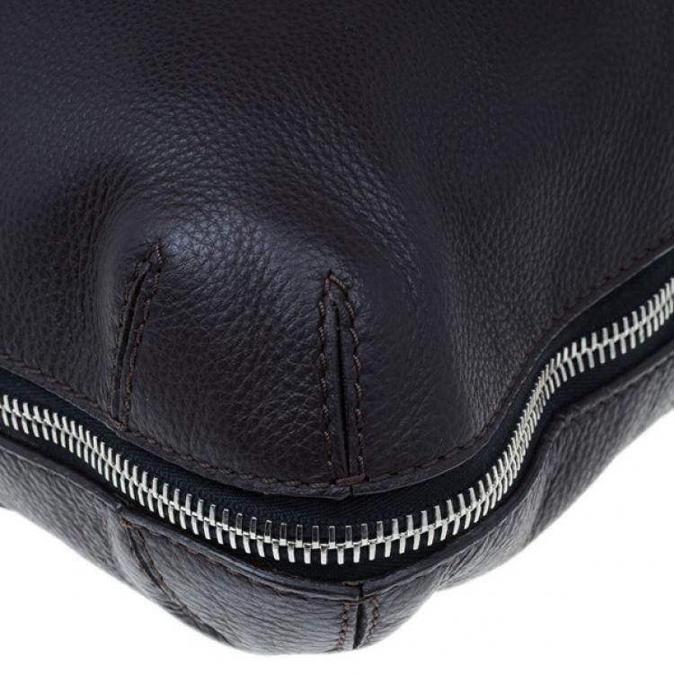 Pre Owned Dsquared2 Brown Leather and Nylon Travel Tote
