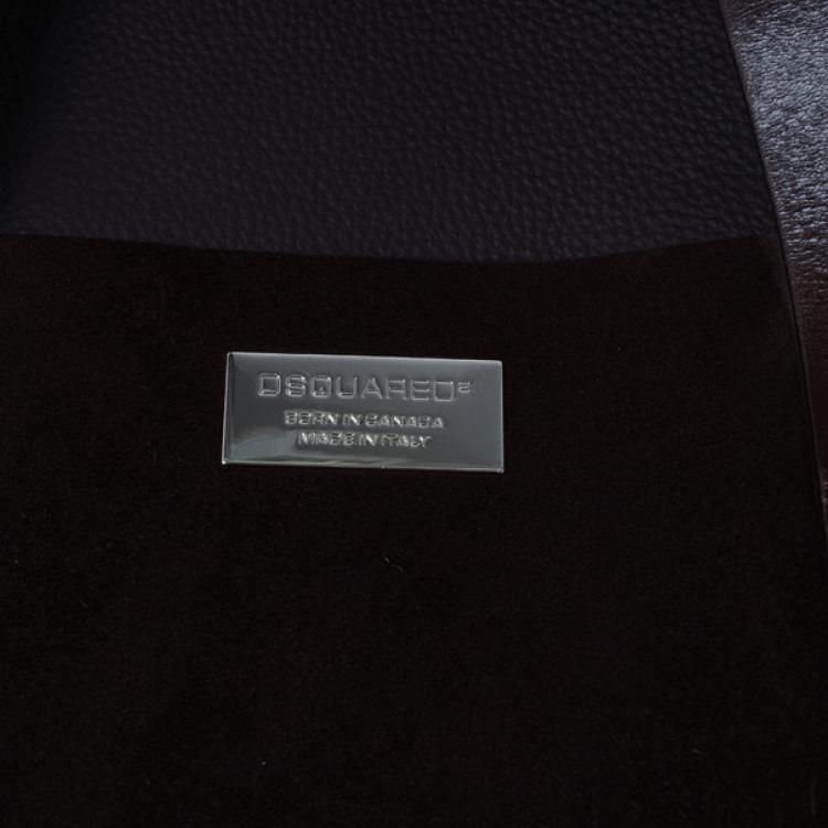 Pre Owned Dsquared2 Brown Leather and Nylon Travel Tote