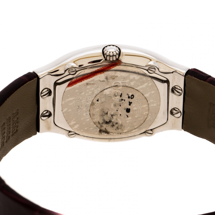 Pre Owned Ebel Mother of Pearl Stainless Steel Leather Beluga E9656G31 Women's Wristwatch 28 mm