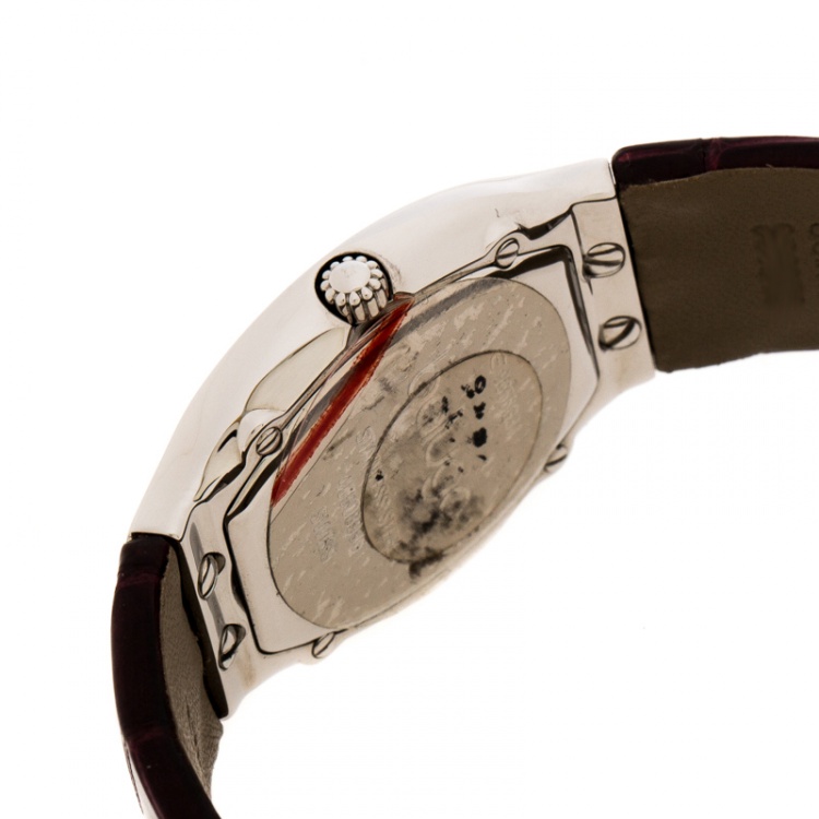 Pre Owned Ebel Mother of Pearl Stainless Steel Leather Beluga E9656G31 Women's Wristwatch 28 mm