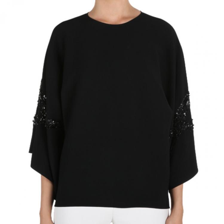 Pre Owned Elie Saab Black Wide-Sleeved Top M