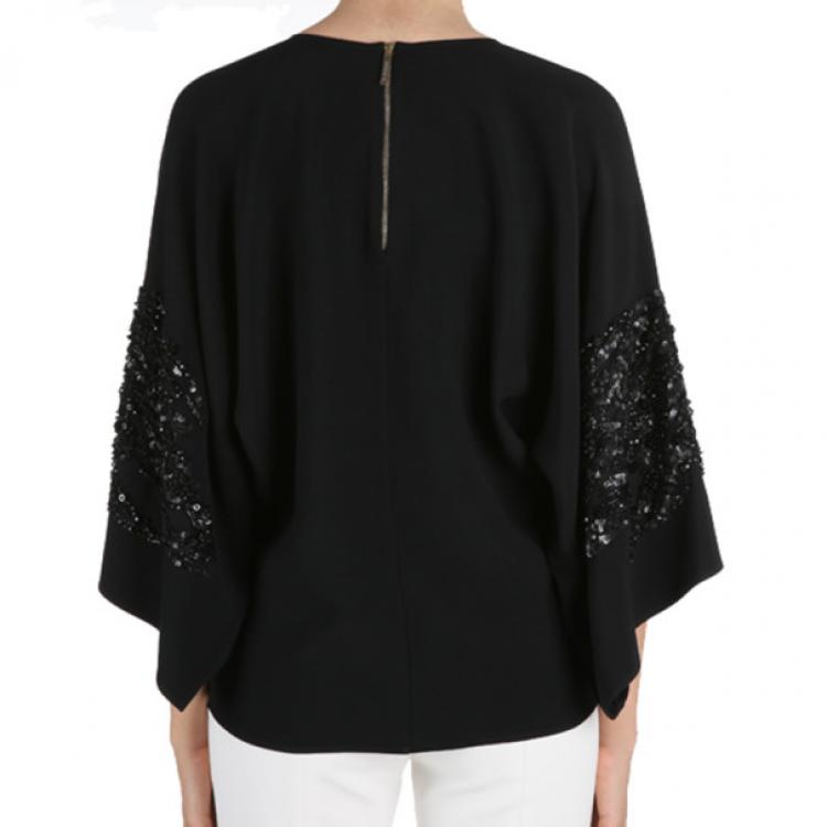 Pre Owned Elie Saab Black Wide-Sleeved Top M