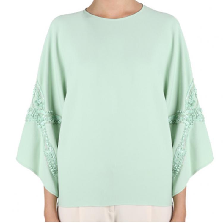 Pre Owned Elie Saab Mint Wide-Sleeved Top M
