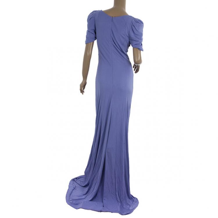 Pre Owned Elie Saab Lilac Stretch Maxi Cocktail Dress M