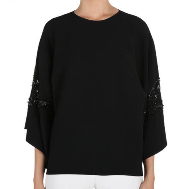 Pre Owned Elie Saab Black Wide-Sleeved Top M